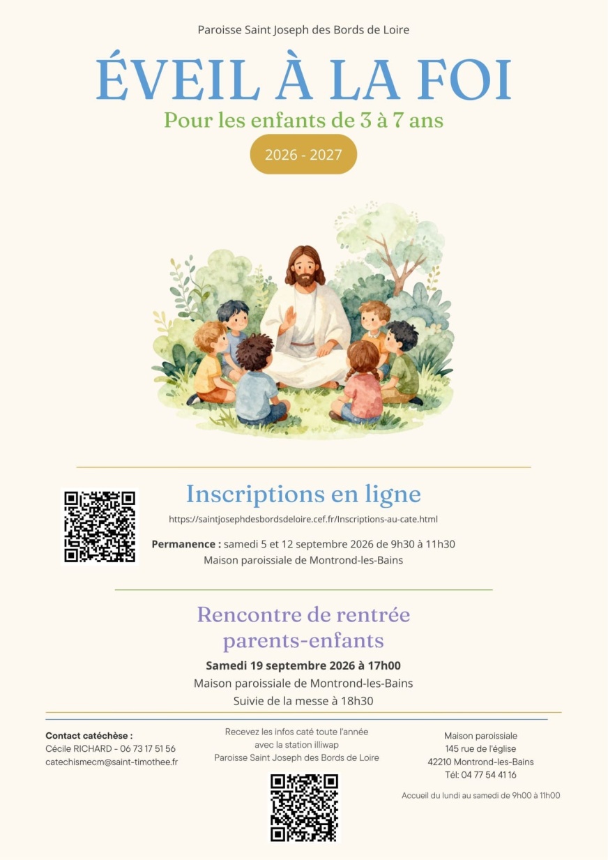 Affiche Inscriptions Éveil là la Foi Rentrée 2026